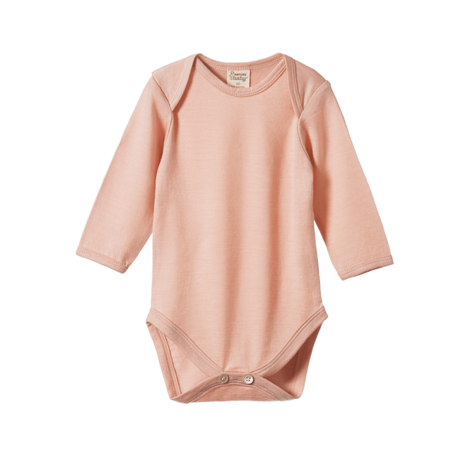 Nature Baby Merino Essentials Long Sleeve Bodysuit Rose Dust