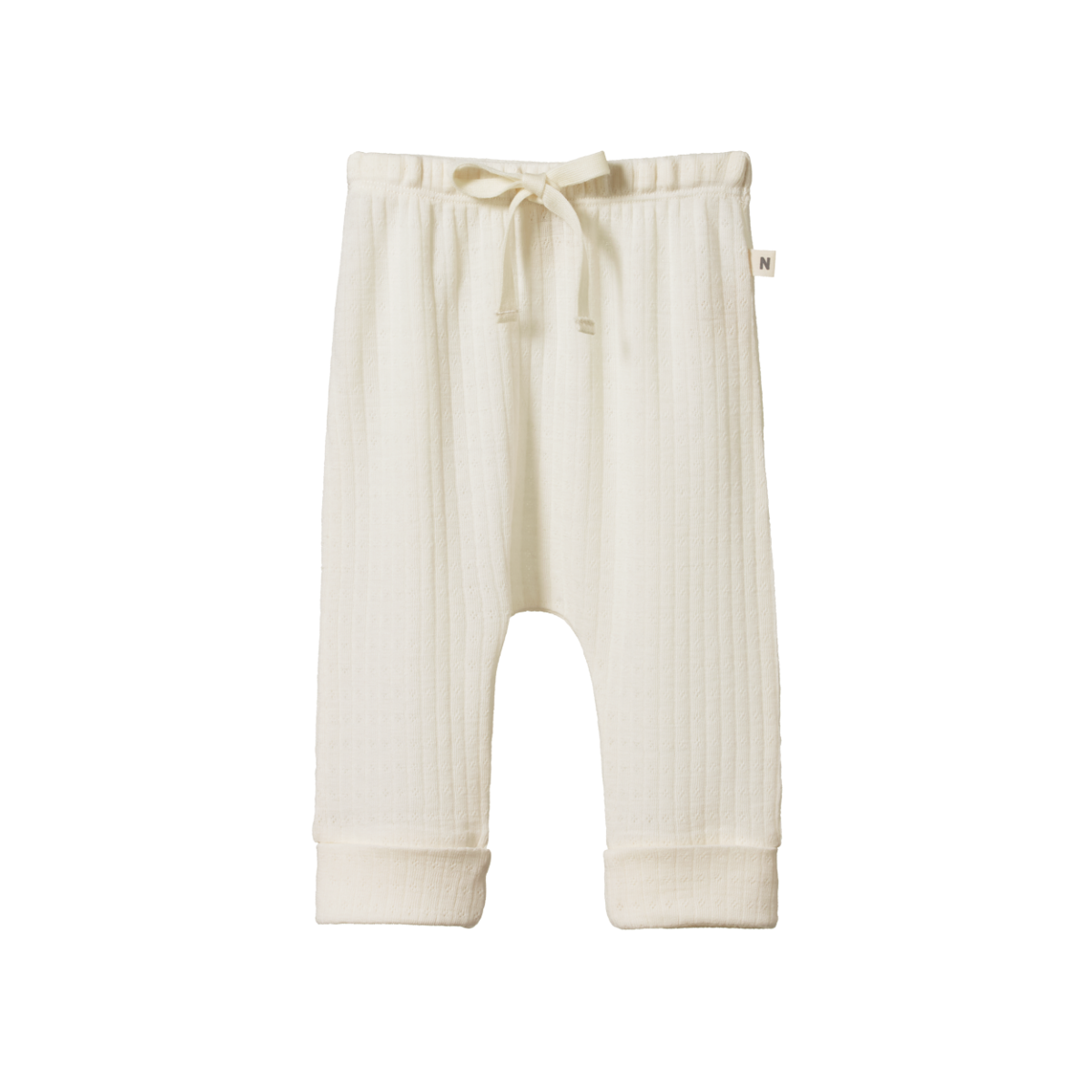 Nature Baby Merino Essential Drawstring Pants Pointelle Natural