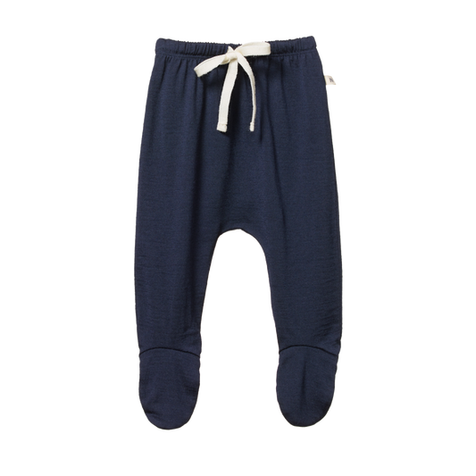 Nature Baby Merino Footed Rompers Navy