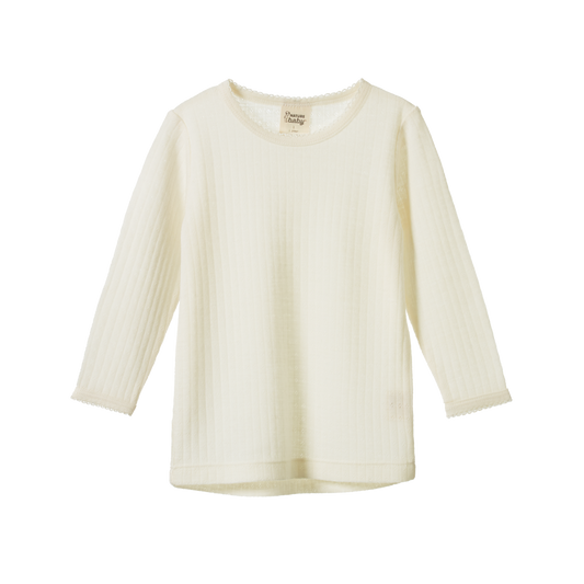 Nature Baby Merino Essentials Long Sleeve Cloud Tee Pointelle Natural