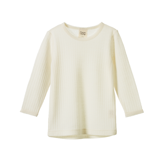 Nature Baby Merino Essential Long Sleeve Cloud Tee Pointelle Natural