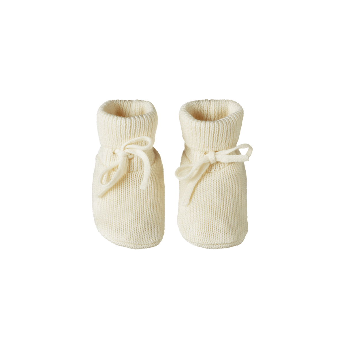 Nature Baby Merino Knit Drawstring Booties Natural