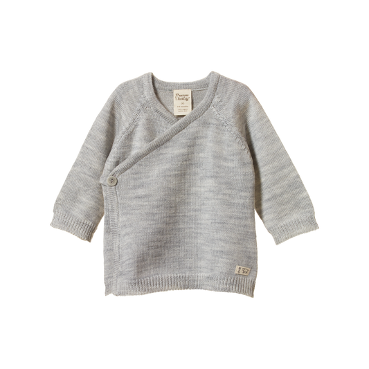 Nature Baby Merino Knit Kimono Jacket Light Grey Marl