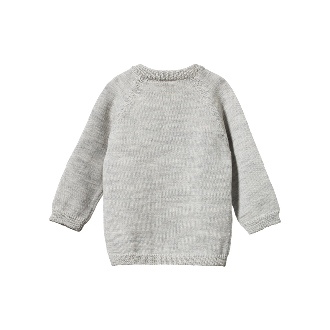 Nature Baby Merino Knit Cardigan Light Grey Marl Little Trooper