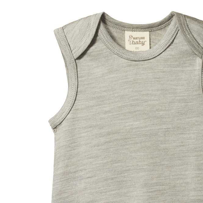 Nature Baby Merino Essential Singlet Grey Marl