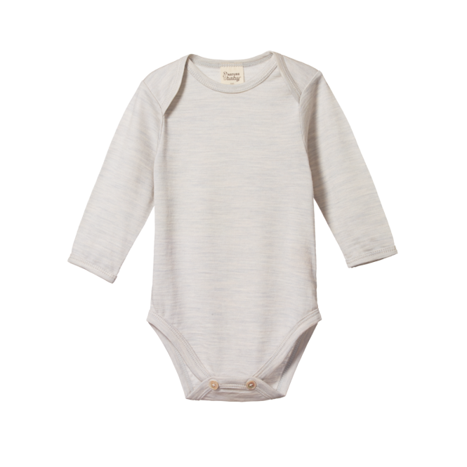 Nature Baby Merino Long Sleeve Bodysuit Light Grey Marl