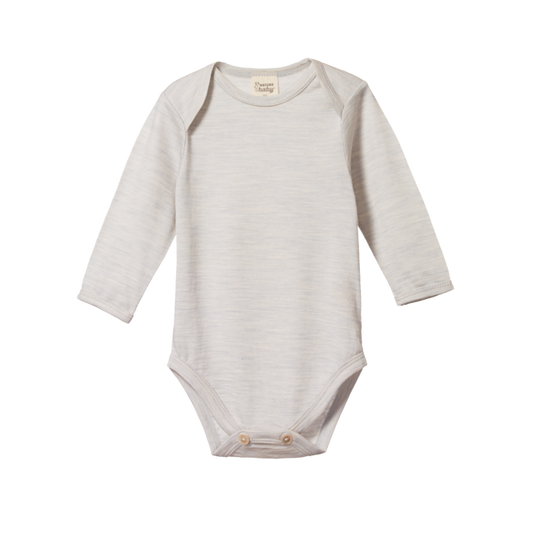 Nature Baby Merino Long Sleeve Bodysuit Grey Marl