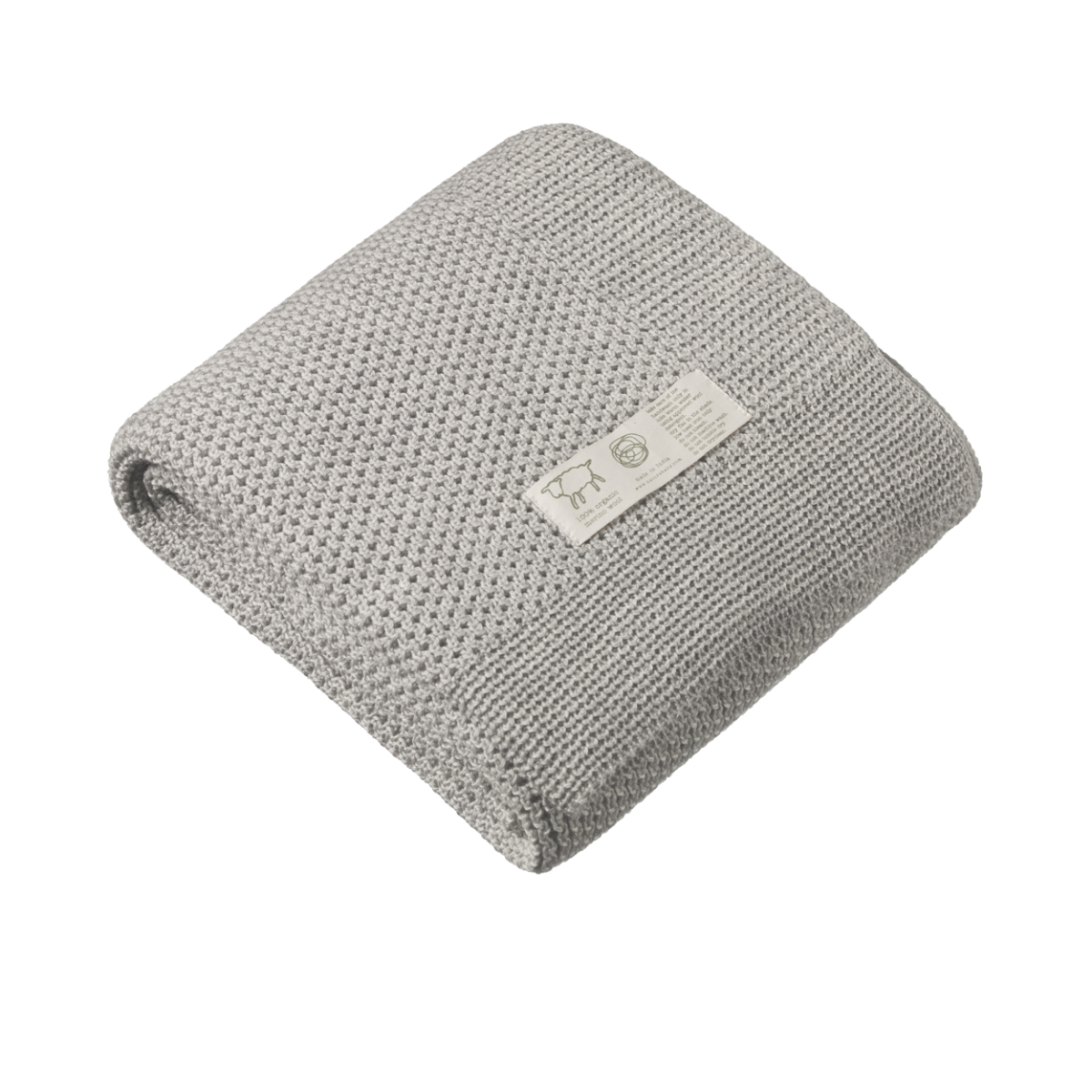 Nature Baby Merino Knit Blanket Light Grey Marl