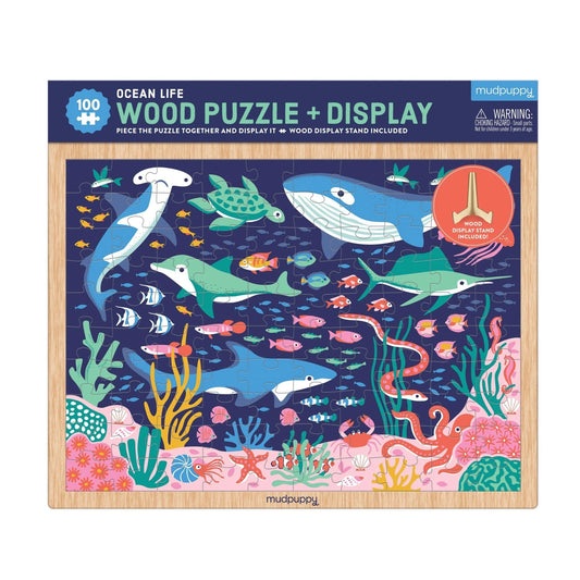 Ocean Life 100 Piece Wood Puzzle & Display