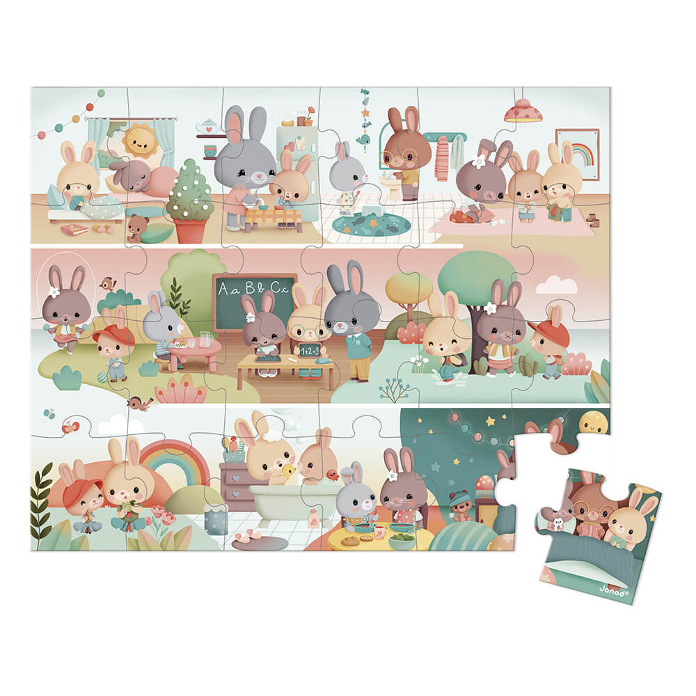 Janod Suitcase Puzzle Rabbits Day