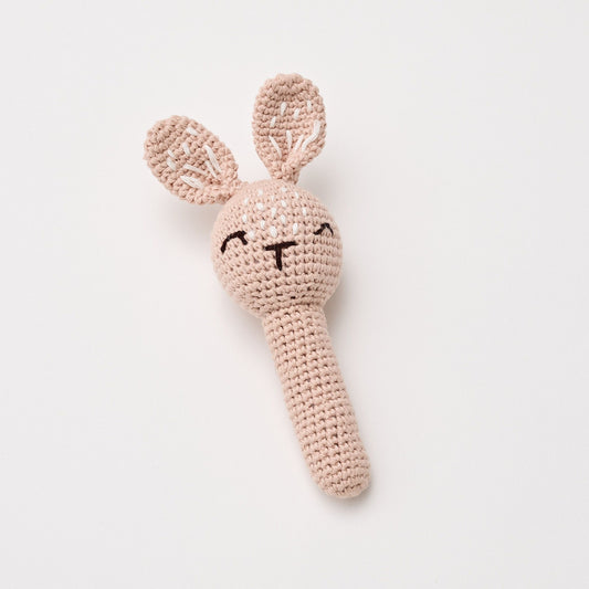 Over the Dandelions Crochet Bunny Rattle Blush
